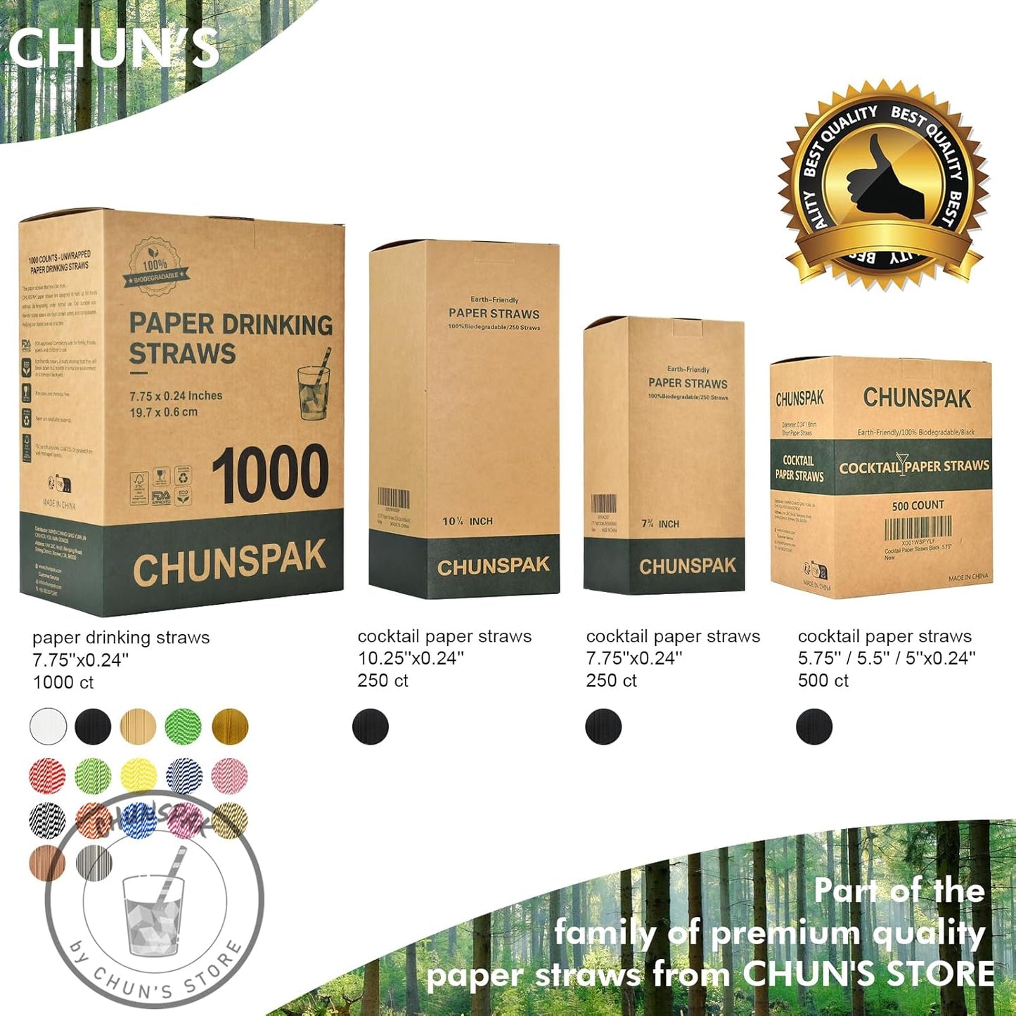 7.75'' Disposable Paper Drinking Straws Bulk, Black and White Striped - Unwrapped, Pack of 1000