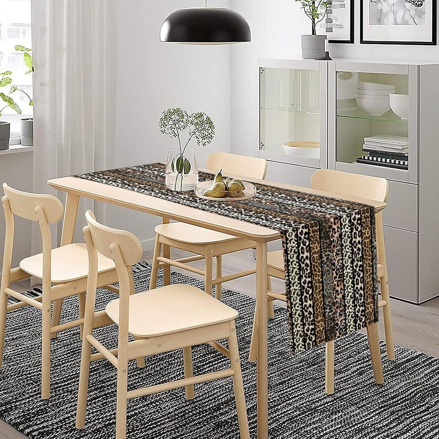 Cow Patchwork Print Table Runner, Country Farm Animal Fur Skin Farm Safari Wildlife Pattern Table Runner for Dinner Dinning Home Kitchen Living Room Party Holidays Setting, 13x70 Inch