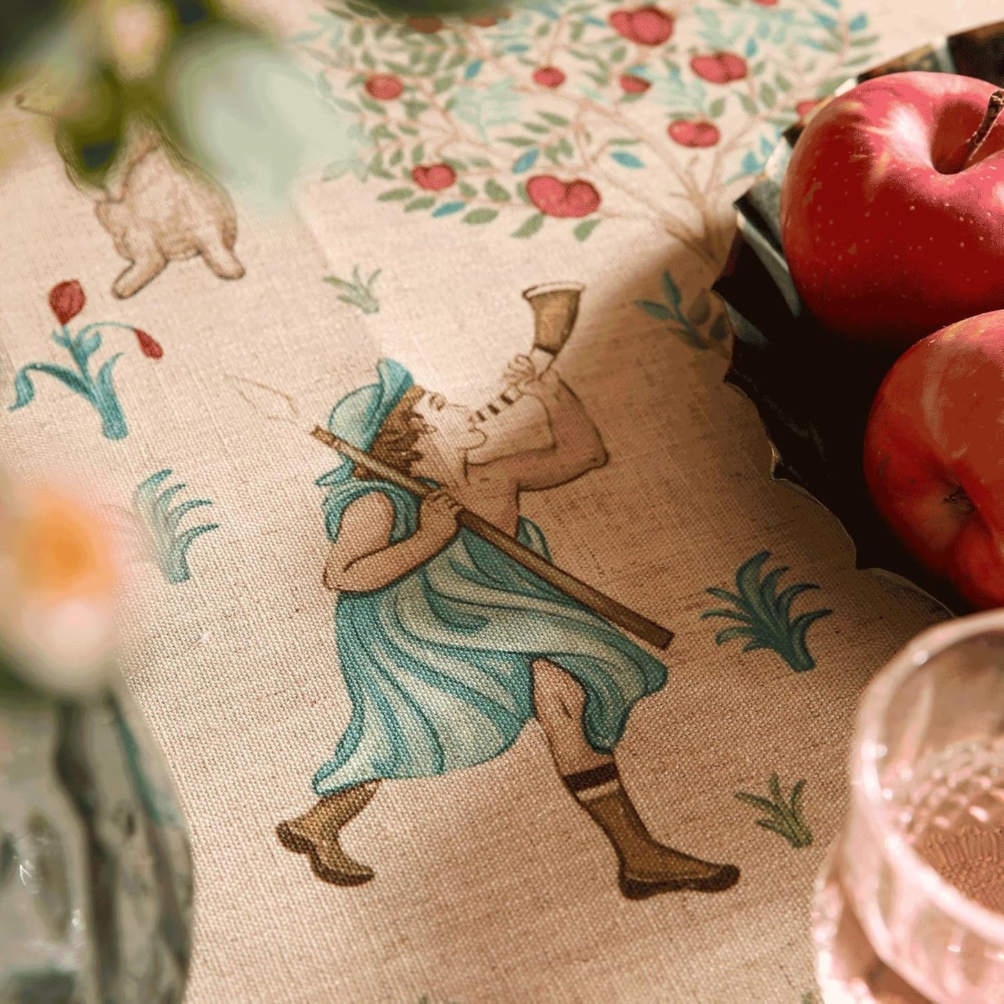 patdrea Designer Vintage Beige Tablecloth for Rectangle Table,Italian Linen Trees Pattern Anti-Wrinkle Table Cloth,Cover Cloth Decor for Kitchen Dining,Christmas,Thanksgiving,63"x87"-Tatiana a