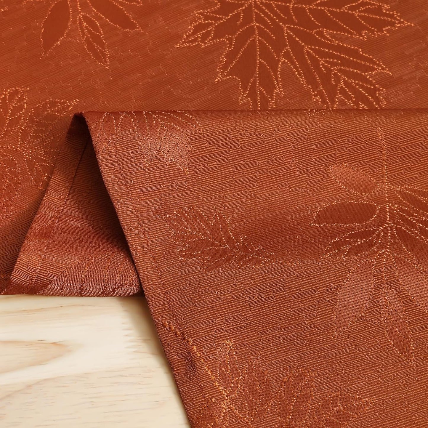 Smiry Fall Table Runner - 13x72 Inch Autumn Leaves Damask for Harvest Parties and Thanksgiving Dinner, Rust