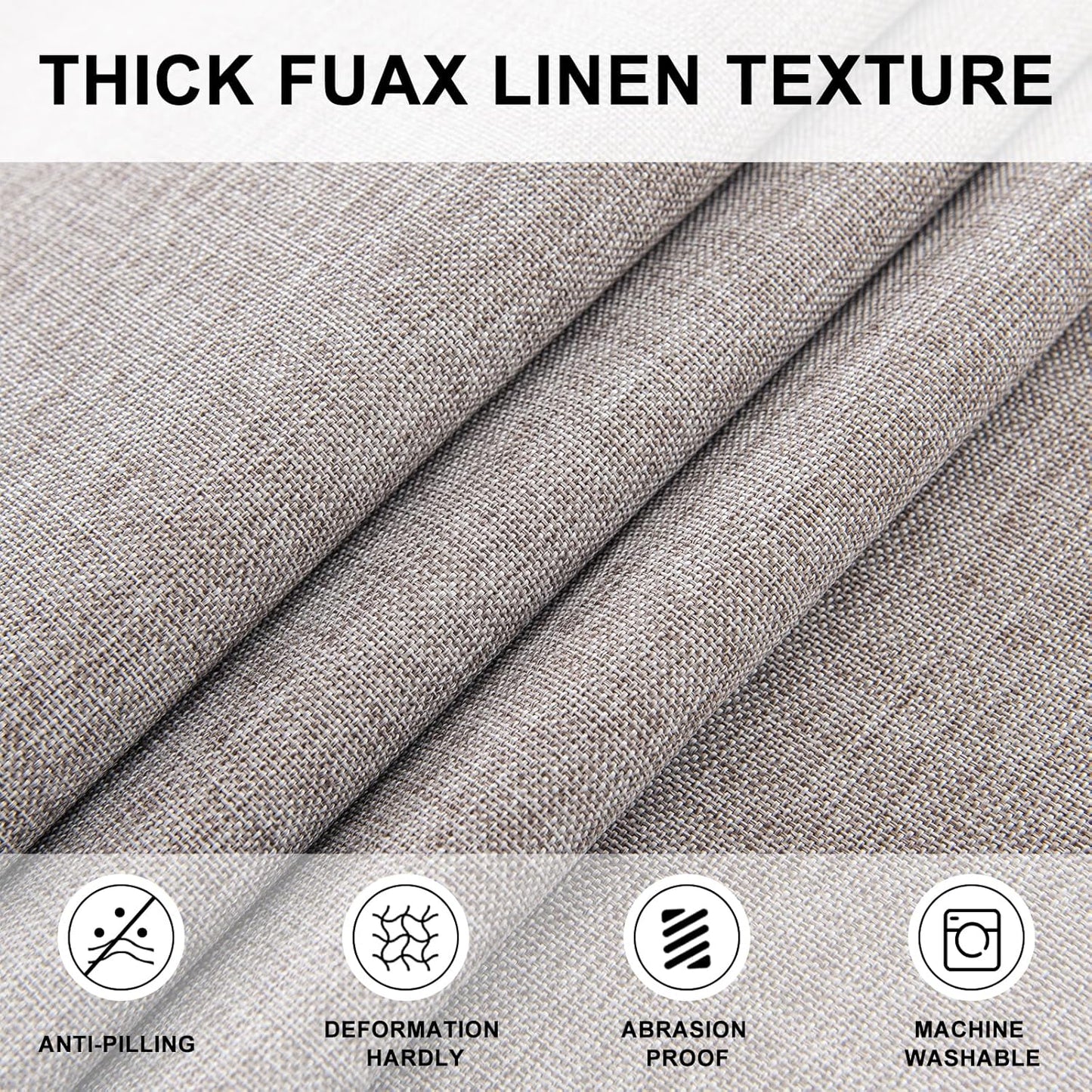 Hiasan Round Linen Table Cover 70 Inch - Wrinkle and Stain Resistant Washable Polyester Fabric Table Cloth for Dining Room Kitchen Party, Stone