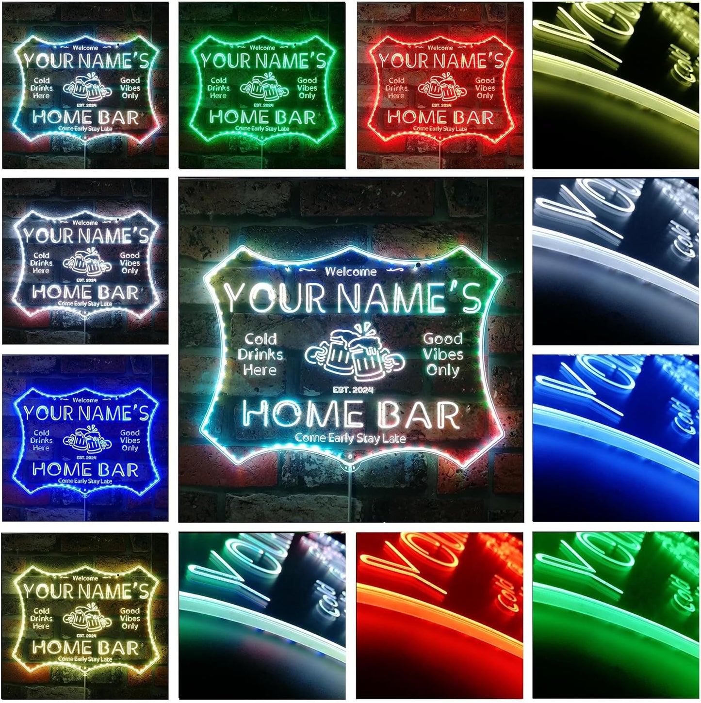 ADVPRO Personalized Your Name Home Bar RGB Dynamic Glam LED Sign - Cut-to-Edge Shape - Smart 3D Decoration - Multicolor Signage st06s86-fnd-p11d-tm-c