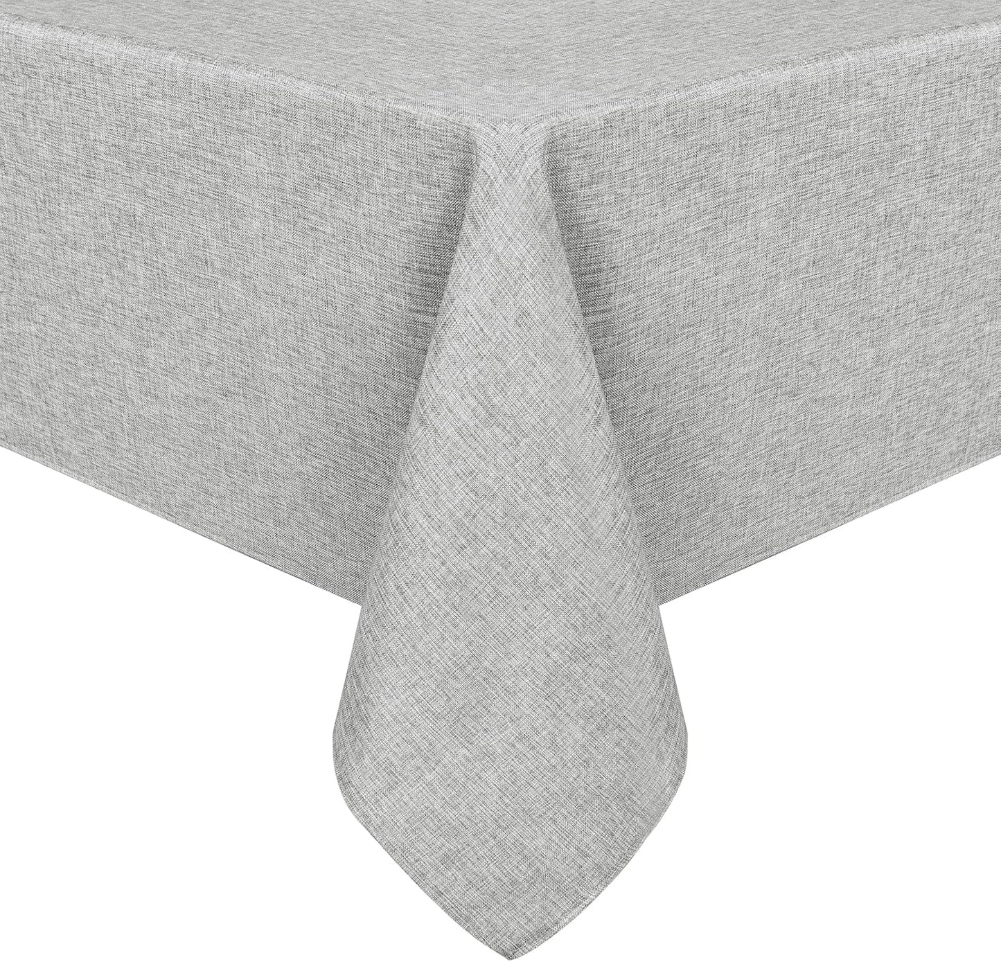 Hiasan Faux Linen Rectangle Tablecloth - Wrinkle and Stain Resistant Washable Table Cloth for Kitchen Dining Room Holiday Table Cover for Dinner, Light Grey, 60 x 140 Inch