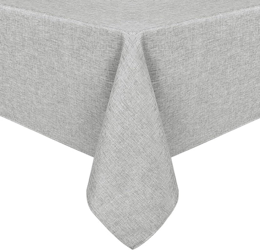 Hiasan Faux Linen Rectangle Tablecloth - Wrinkle and Stain Resistant Washable Table Cloth for Kitchen Dining Room Holiday Table Cover for Dinner, Light Grey, 70 x 108 Inch