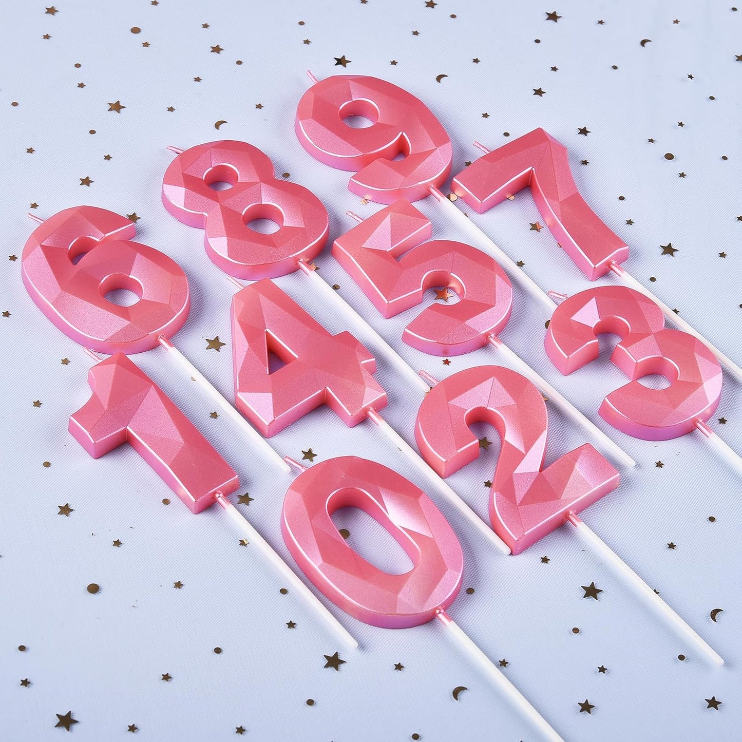 PHD CAKE 2.76 Inch Crystal Pink 6 Number Birthday Candles, Pink Number Candles, Cake Number Candles, Party Celebration