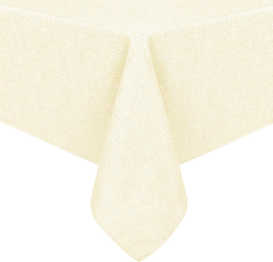 Hiasan Faux Linen Rectangle Tablecloth - Wrinkle and Stain Resistant Washable Table Cloth for Kitchen Dining Room Holiday Table Cover for Dinner, Champagne, 70 x 120 Inch
