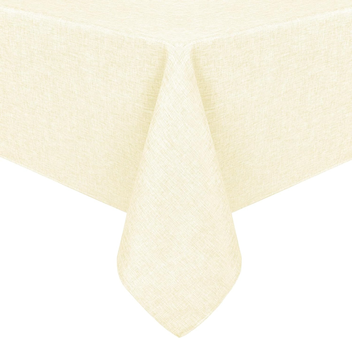 Hiasan Faux Linen Rectangle Tablecloth - Wrinkle and Stain Resistant Washable Table Cloth for Kitchen Dining Room Holiday Table Cover for Dinner, Champagne, 90 x 132 Inch