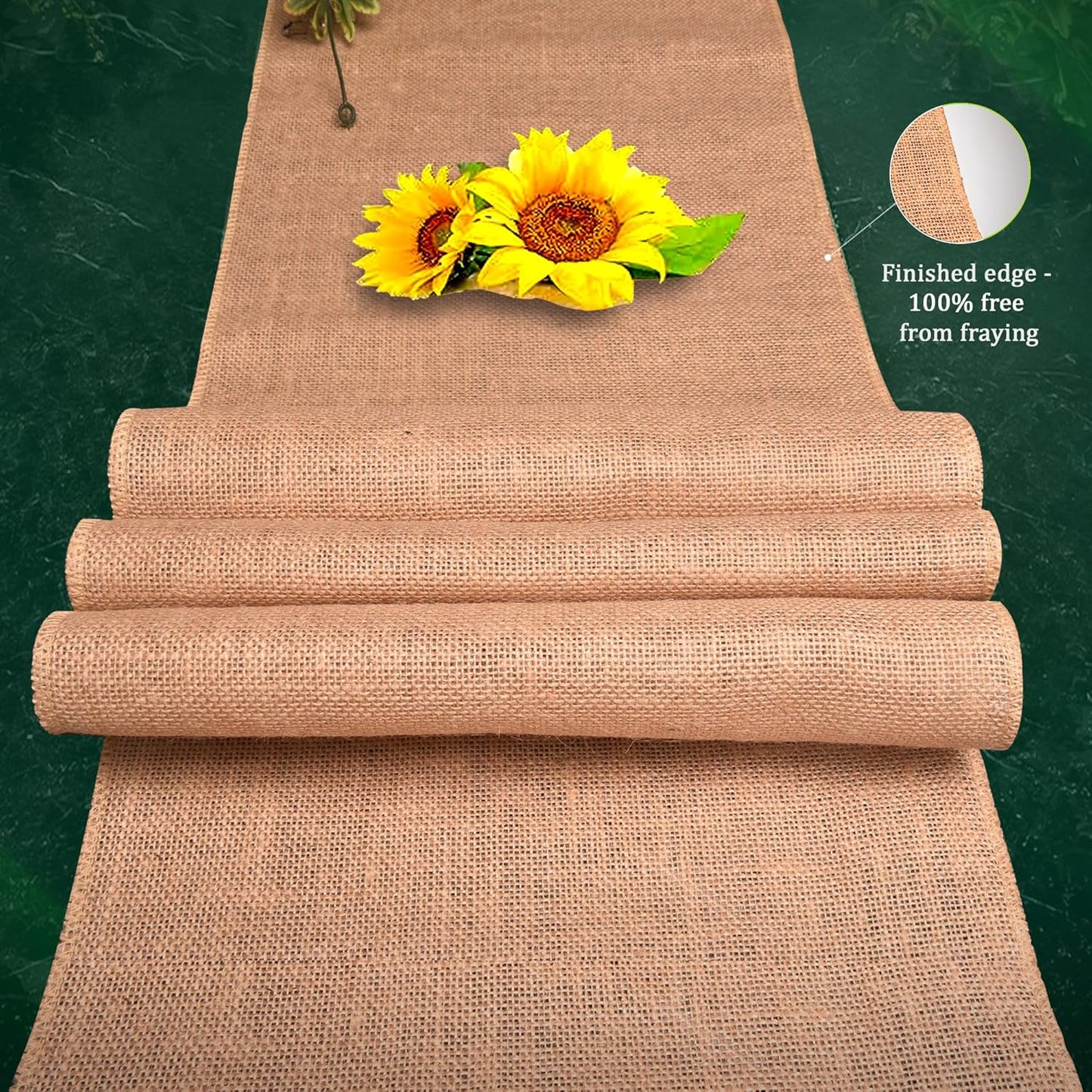 Burlap Table Runners (Pack of 3) – 14”x 108” - No-Fray Finished Edge Premium Quality Natural Table Runner – No Odor, Eco-Friendly Burlap Runner, Perfect for Rustic Table Decor and Other DIY Crafts