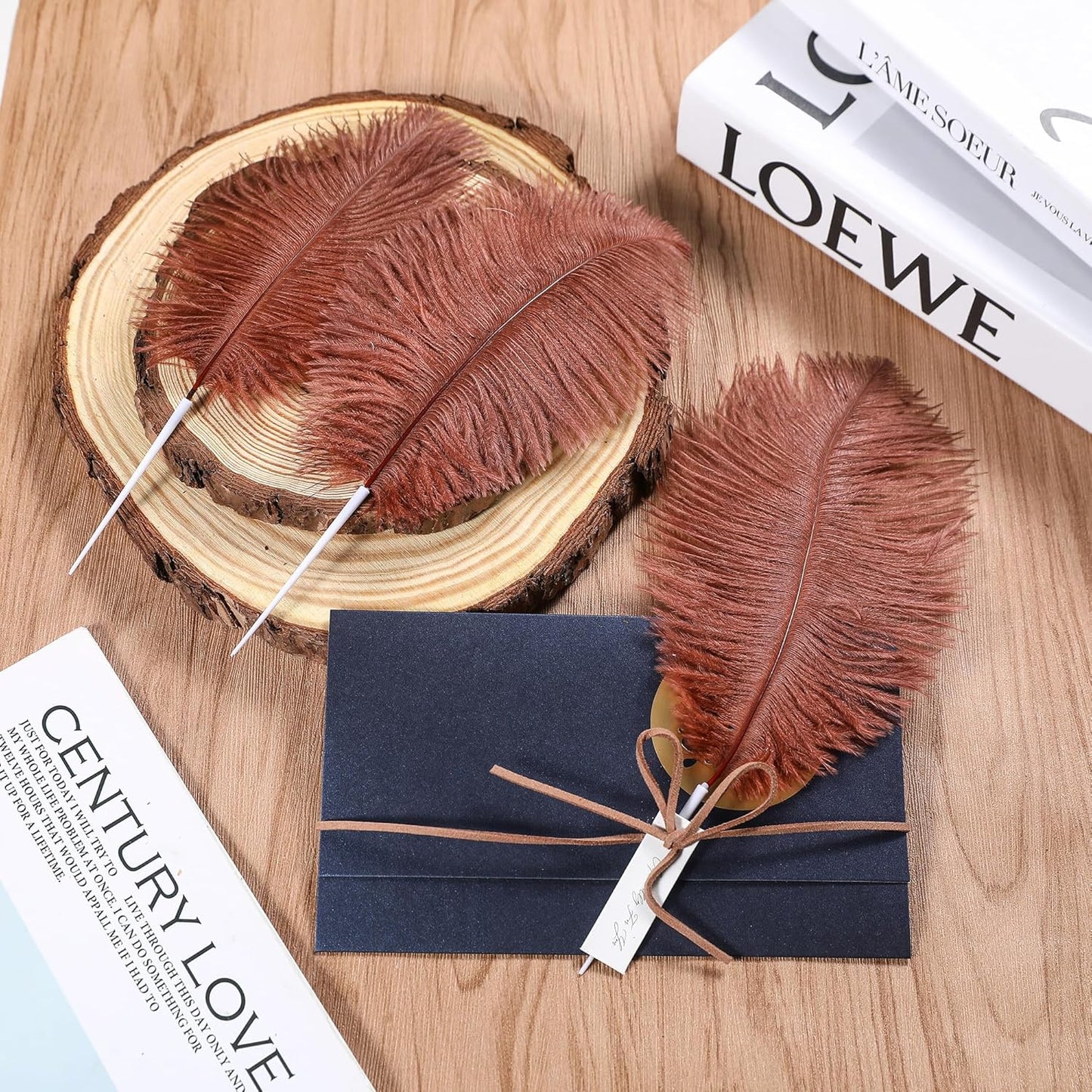SOGUGOM Brown Craft Ostrich Feathers - 30PCS 8-10 inch Ostrich Feathers Kit for Centerpieces, Kindergarten Crafts, Dream Catchers and DIY Projects(Brown)