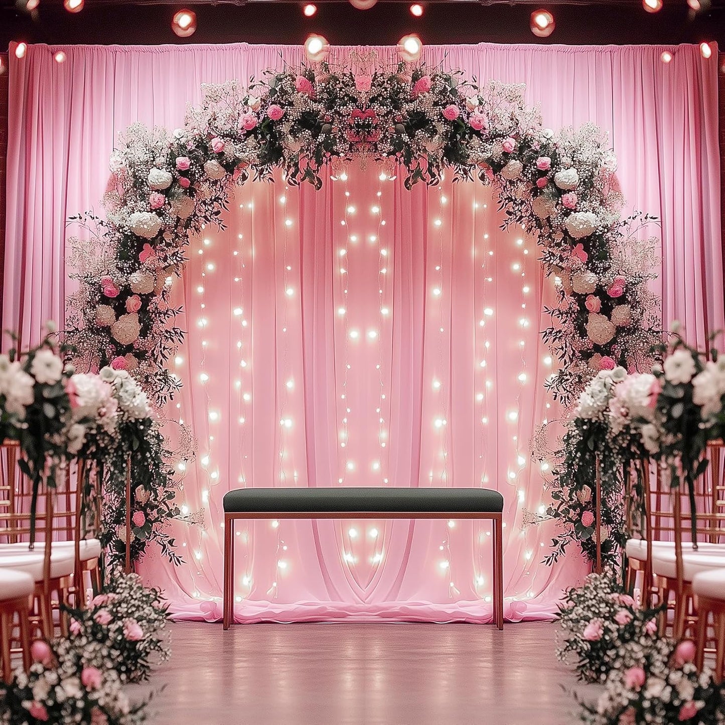 10ftx12ft Wrinkle Free Pink Backdrop Curtain, 2 Panels 12FT Height Pink Wedding Backdrop Drapes, Silky Polyester Back Drop Cloth for Birthday Photography Background Party Backdrop Draping