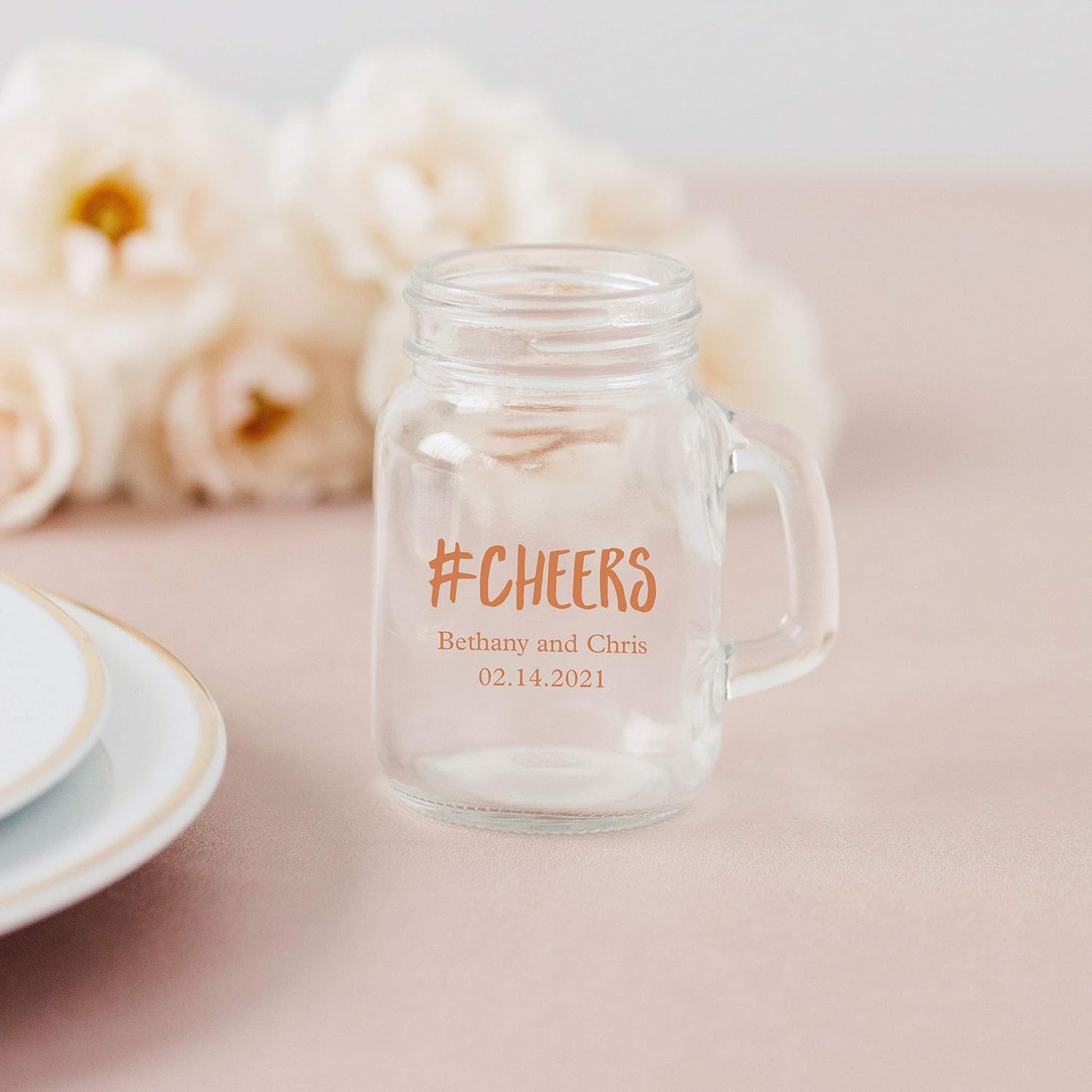 WEDDINGSTAR Personalized 4oz Mini Mason Jar Shot Glass Customizable Full Color Print - 180 pack