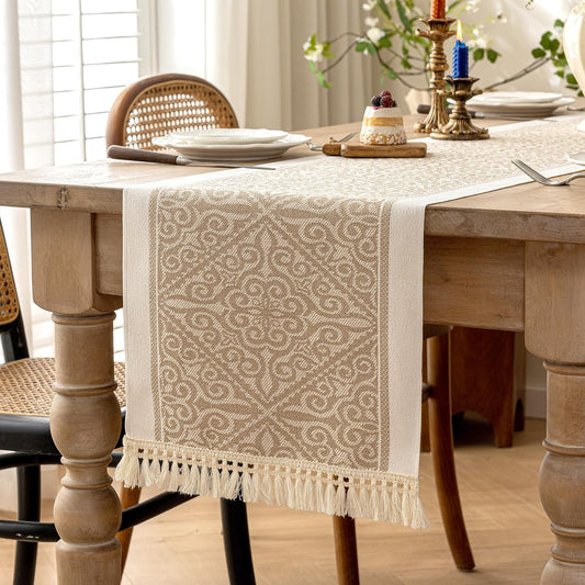 Table Runners 95 Inches,Waterproof Boho Table Runner with Tassel Fringe,Table Runner for Party Coffee Table