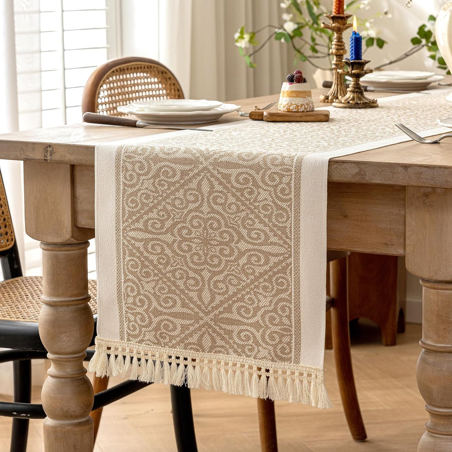 Table Runners 72 Inches Long Waterproof Boho Table Runner with Tassel Fringe,Table Runner for Party Coffee Table