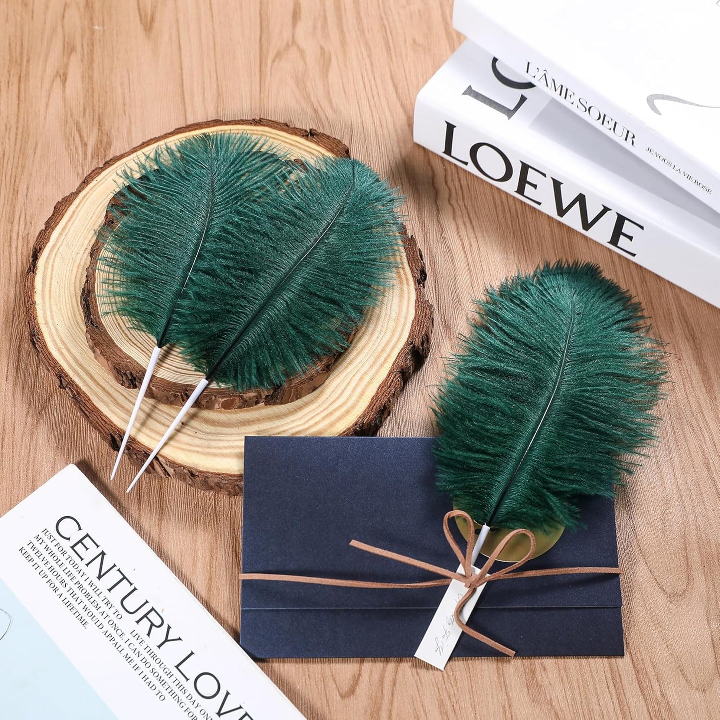 SOGUGOM Green Craft Ostrich Feathers - 30PCS 6-8 inch Bulk Ostrich Feathers Kit for Centerpieces, Kindergarten Crafts, Hats and Mardi Gras(Dark Green)