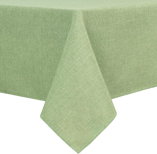 Hiasan Faux Linen Rectangle Tablecloth - Wrinkle and Stain Resistant Washable Decorative Fabric Table Cloth for Kitchen Dining Room Holiday Table Cover for Dinner, Sage Green, 60 x 120 Inch