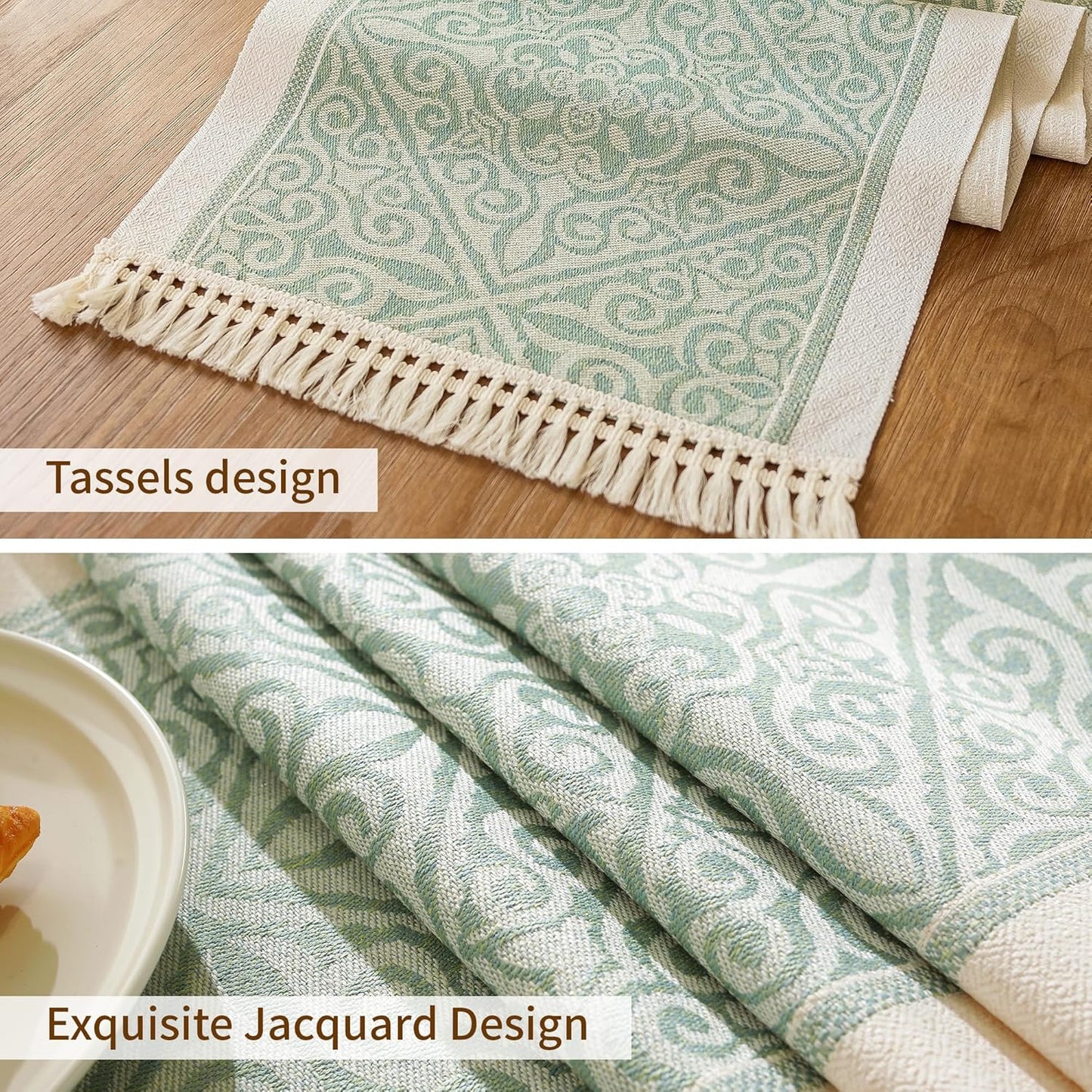 Table Runners 119 Inches,Waterproof Boho Table Runner with Tassel Fringe,Table Runner for Party Coffee Table