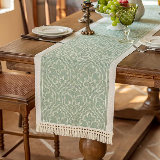 Table Runners 95 Inches,Waterproof Boho Table Runner with Tassel Fringe,Table Runner for Party Coffee Table