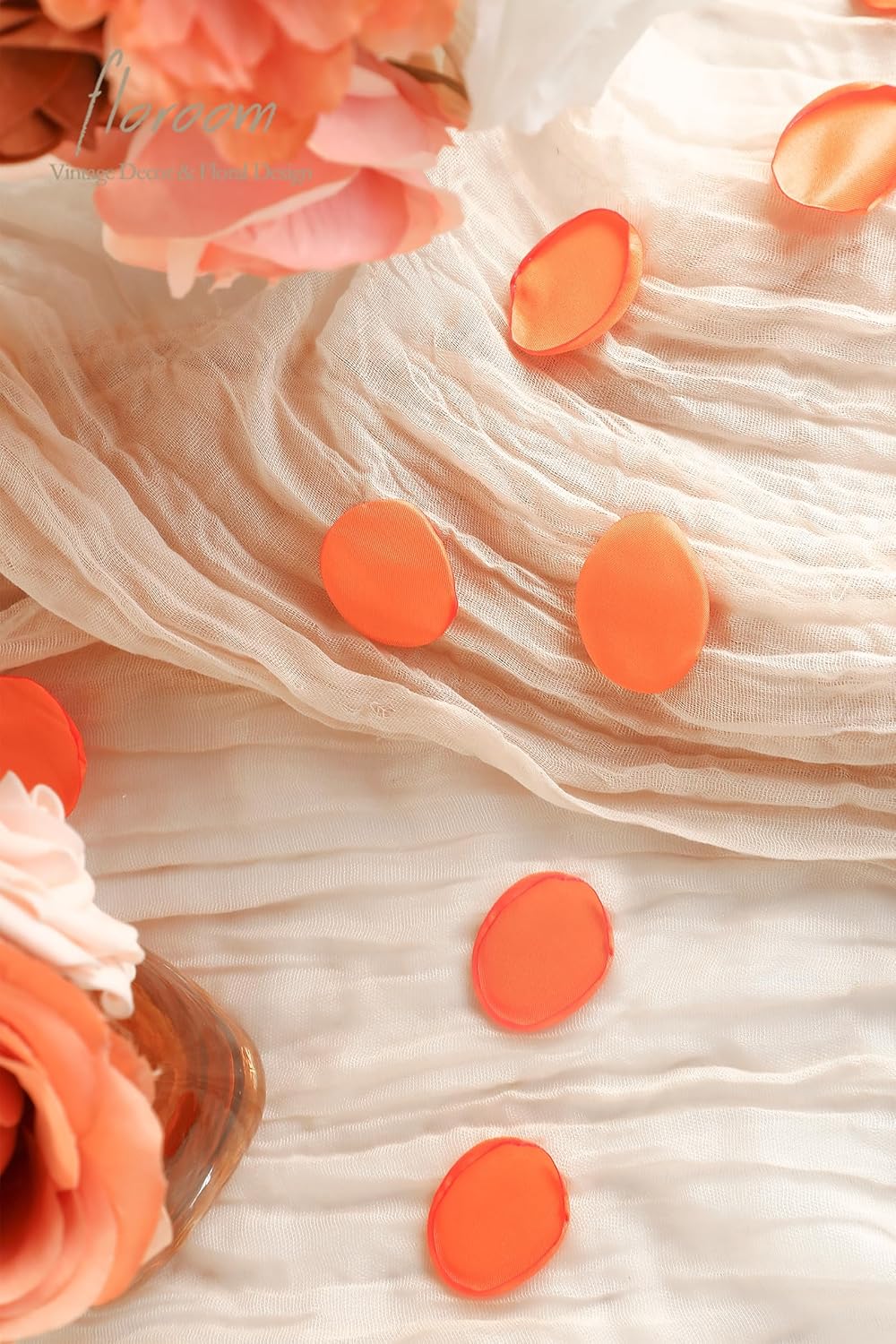 Floroom 300pcs Rose Petals Burnt Orange Faux Silk Flower Petals for Wedding Flower Girl Basket Aisle Scatter Dinner Table Centerpieces Party Confetti Bridal Shower Romantic Night Decoration