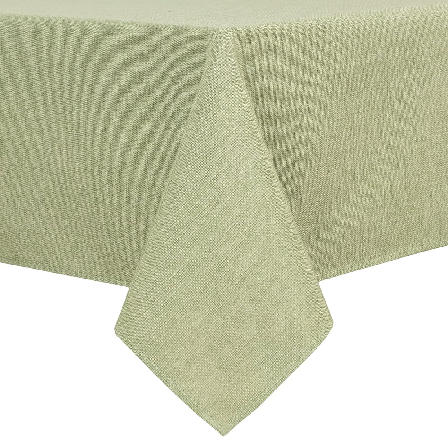 Hiasan Faux Linen Rectangle Tablecloth - Wrinkle and Stain Resistant Washable Table Cloth for Kitchen Dining Room Holiday Table Cover for Dinner, Green, 60 x 102 Inch