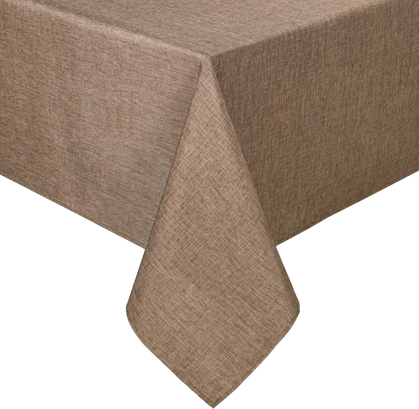 Hiasan Faux Linen Rectangle Tablecloth - Wrinkle and Stain Resistant Washable Table Cloth for Kitchen Dining Room Holiday Table Cover for Dinner, Khaki, 60 x 140 Inch