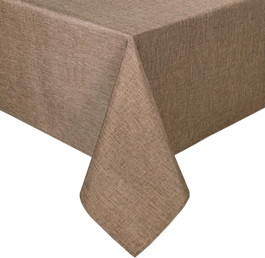 Hiasan Faux Linen Square Tablecloth - Wrinkle and Stain Resistant Washable Table Cloth for Kitchen Dining Room Holiday Table Cover for Party Dinner, Khaki, 70 x 70 Inch