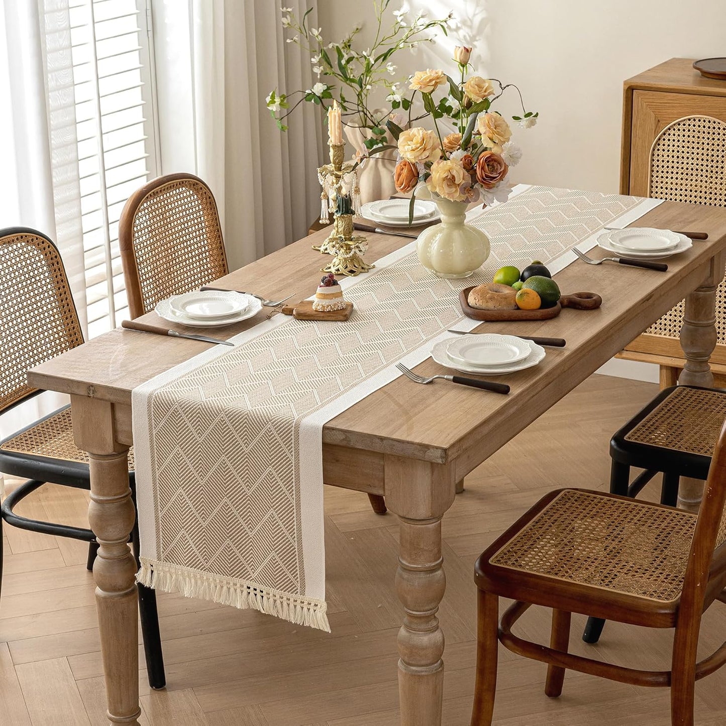 Table Runners 83 Inches,Waterproof Boho Table Runner with Tassel Fringe,Table Runner for Party Coffee Table