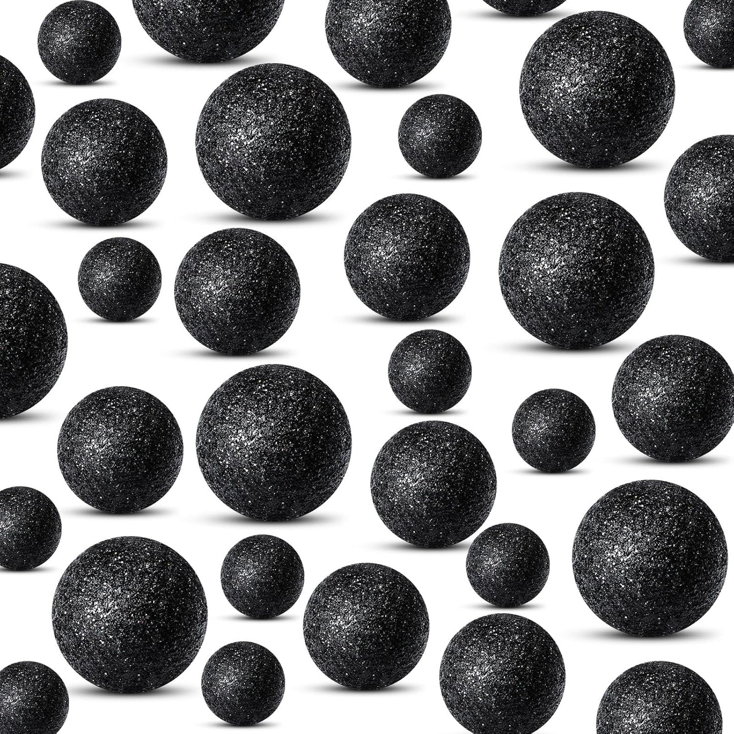 150 Pieces Vase Filler Faux Pearls Vase Makeup Beads No Hole Gloss Bead Mixed Sizes Round Pearl for Home Party Wedding Decor, 8/14/20 mm(Glitter Black)