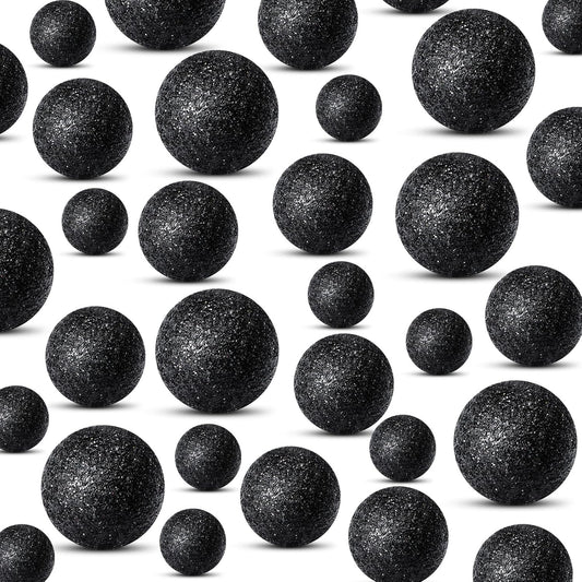 150 Pieces Vase Filler Faux Pearls Vase Makeup Beads No Hole Gloss Bead Mixed Sizes Round Pearl for Home Party Wedding Decor, 8/14/20 mm(Glitter Black)
