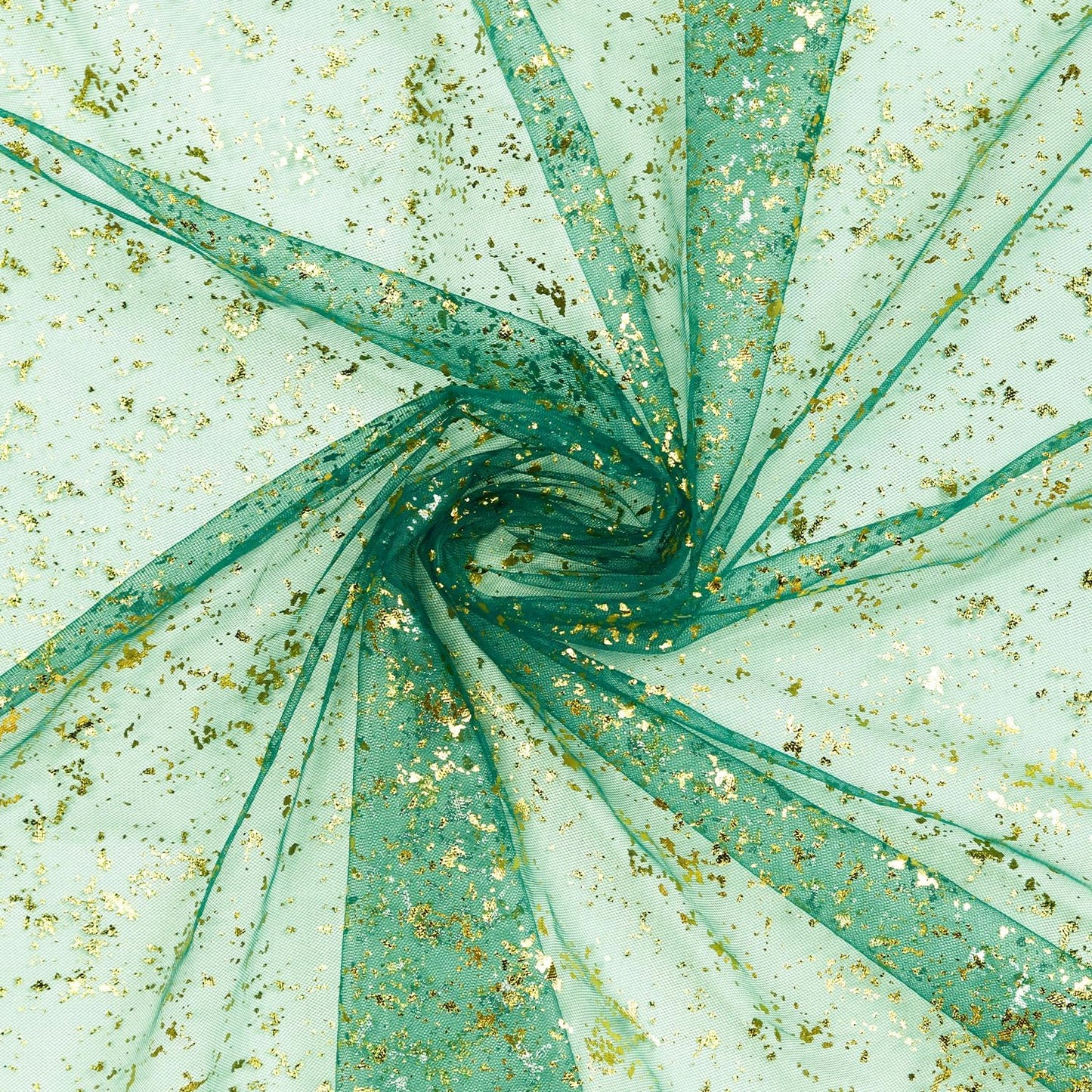 Artoid Mode 3PCS Green Gold Gauze Table Runner 120 Inch 10FT, Glitter Metallic Foil Sheer Dining Wedding Anniversary Holiday Table Decor for Home Party