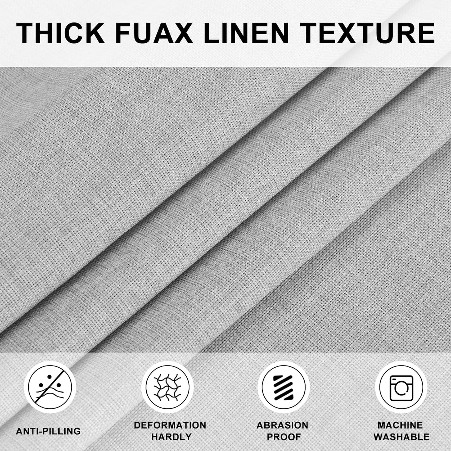 Hiasan Round Tablecloth 80 Inch Linen - Wrinkle and Stain Resistant Washable Polyester Fabric Table Cloth for Dining Room Kitchen Party, Light Grey