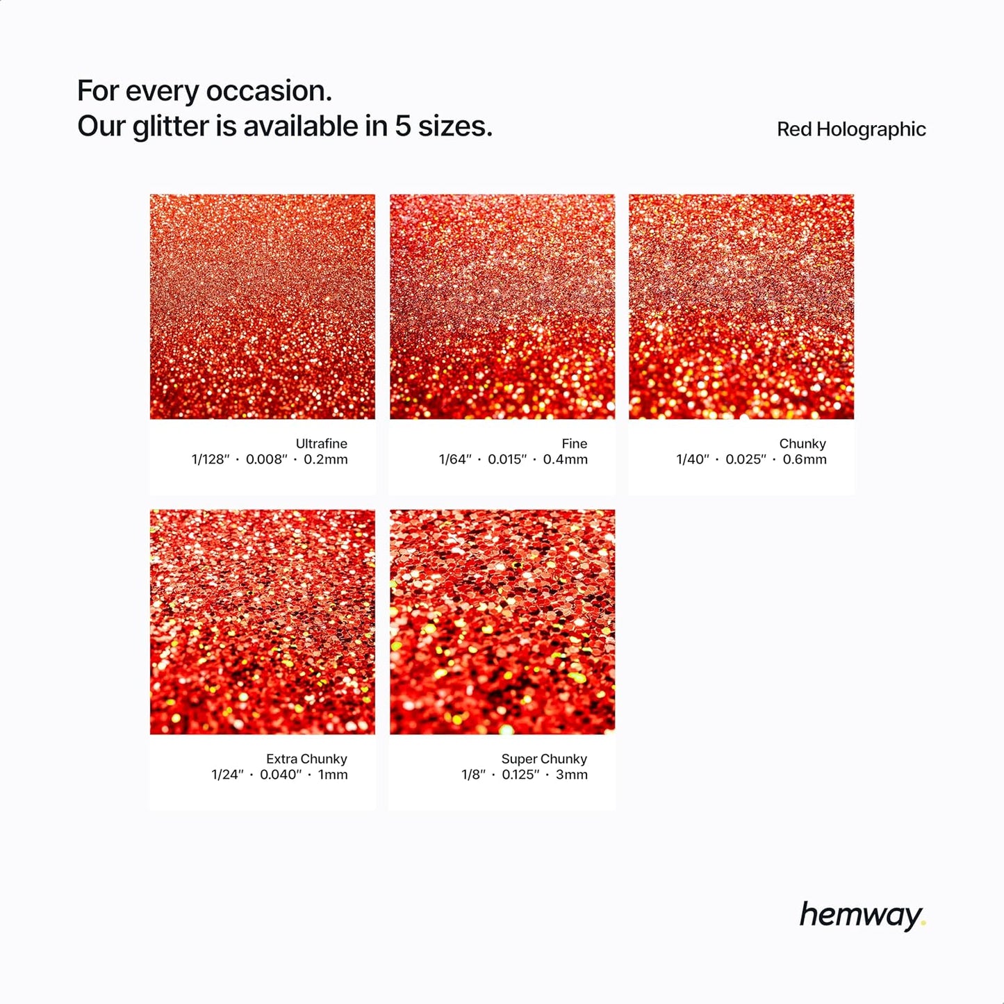 Hemway Red Holographic Eco Friendly Craft Glitter 100g / 3.5oz - Biodegradable Vegan Sustainable for Arts Crafts Schools Paper Glass Decorations - 1/8" 0.125" 3mm