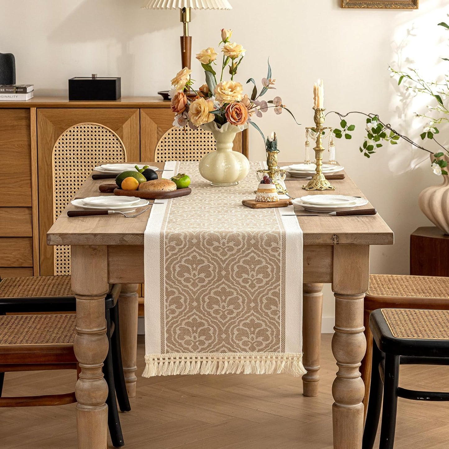 Table Runners 63 Inches,Waterproof Boho Table Runner with Tassel Fringe,Table Runner for Party Coffee Table