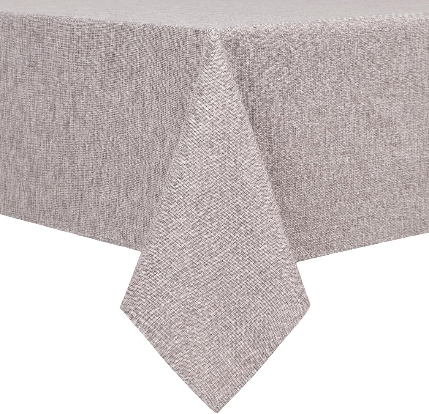Hiasan Faux Linen Rectangle Tablecloth - Spill Wrinkle and Stain Resistant Washable Table Cloth for Kitchen Dining Room Holiday Dinner, Stone, 70 x 90 Inch