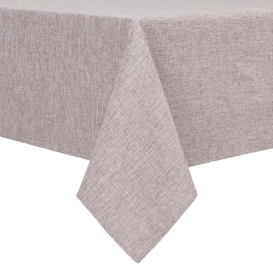 Hiasan Faux Linen Rectangle Tablecloth - Spill Wrinkle and Stain Resistant Washable Table Cloth for Kitchen Dining Room Holiday Dinner, Stone, 70 x 90 Inch
