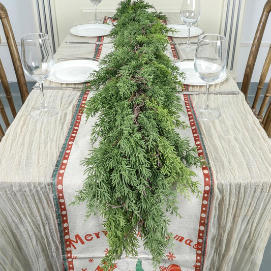 Artgar 16 Ft Christmas Garland - Cedar Garland - Cypress Garlands - Real Touch Pine Garlands - Garland Christmas Decorations for Home Dining Table Mantel Porch Winter Christmas Decor