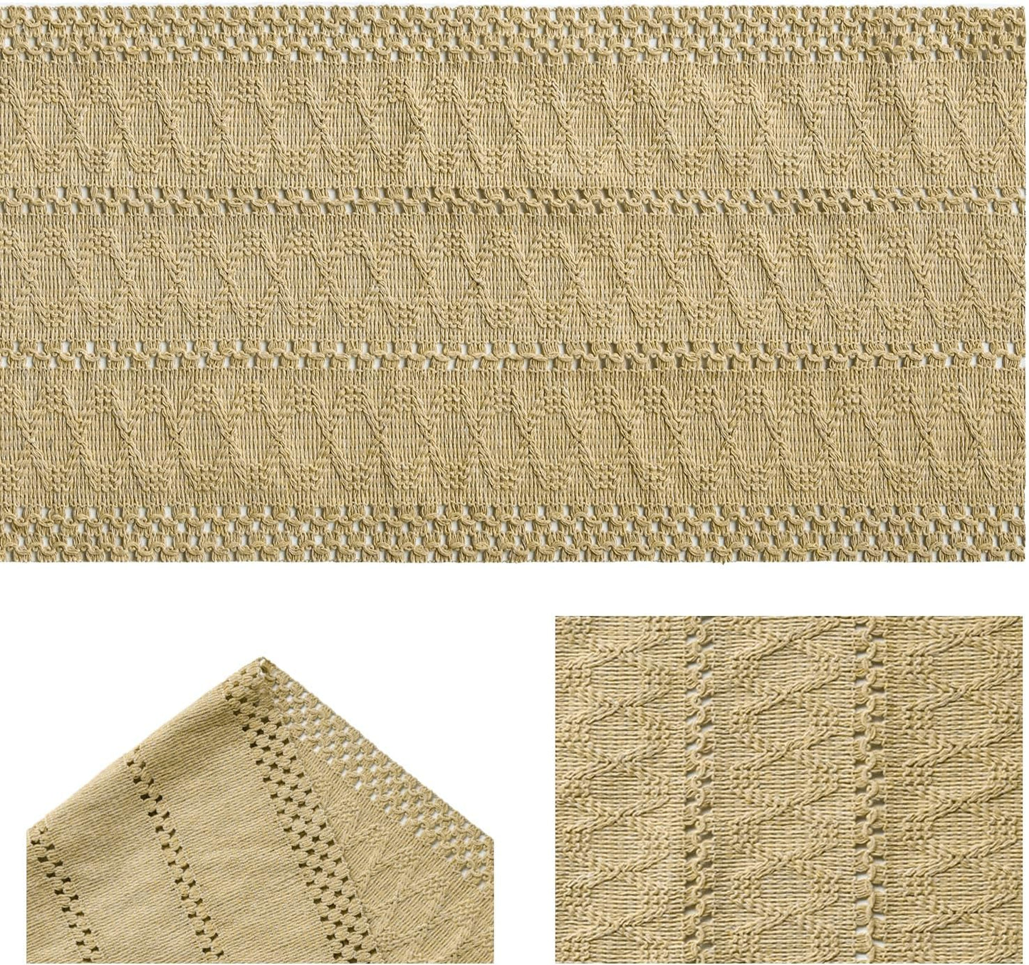 Artoid Mode Burlap Brown Farmhouse Woven Rustic Hollow Table Runner, Seasonal Holiday Kitchen Dining Table Decoration for Home Party Decor 12x36 Inch