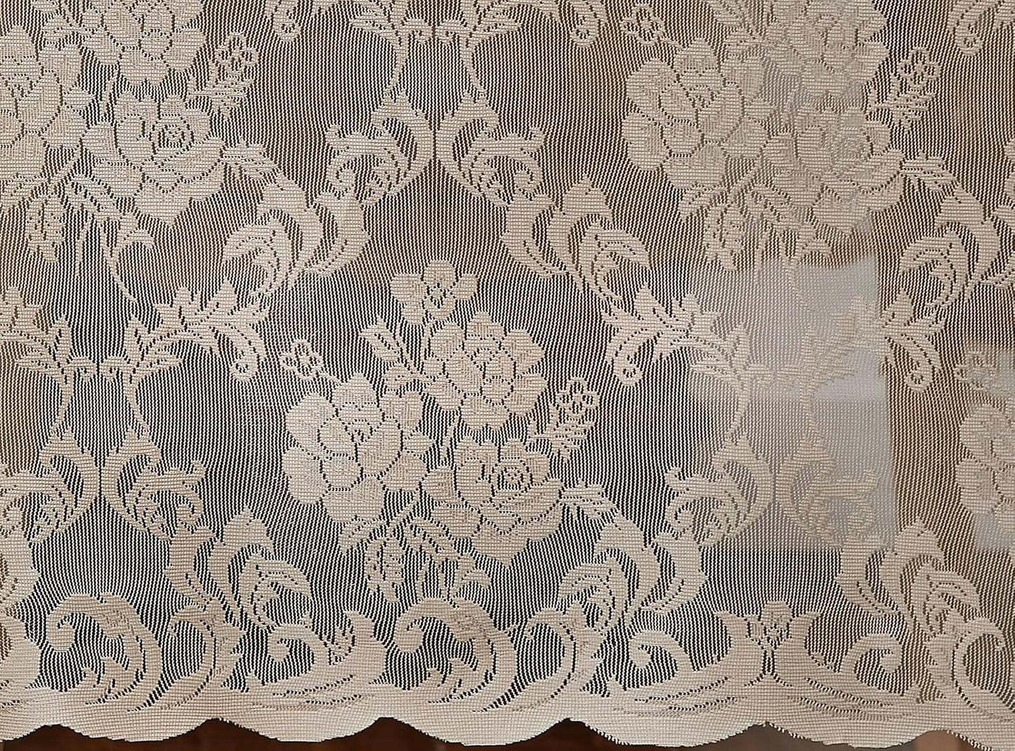 LinenZone Linen Rectangle Tablecloth for Rustic Vintage Decor. Sheer Lace Tablecloth Works Great As Wedding, Thanksgiving or Baby Shower Decor (Mia TC 54 x 72, Linen)
