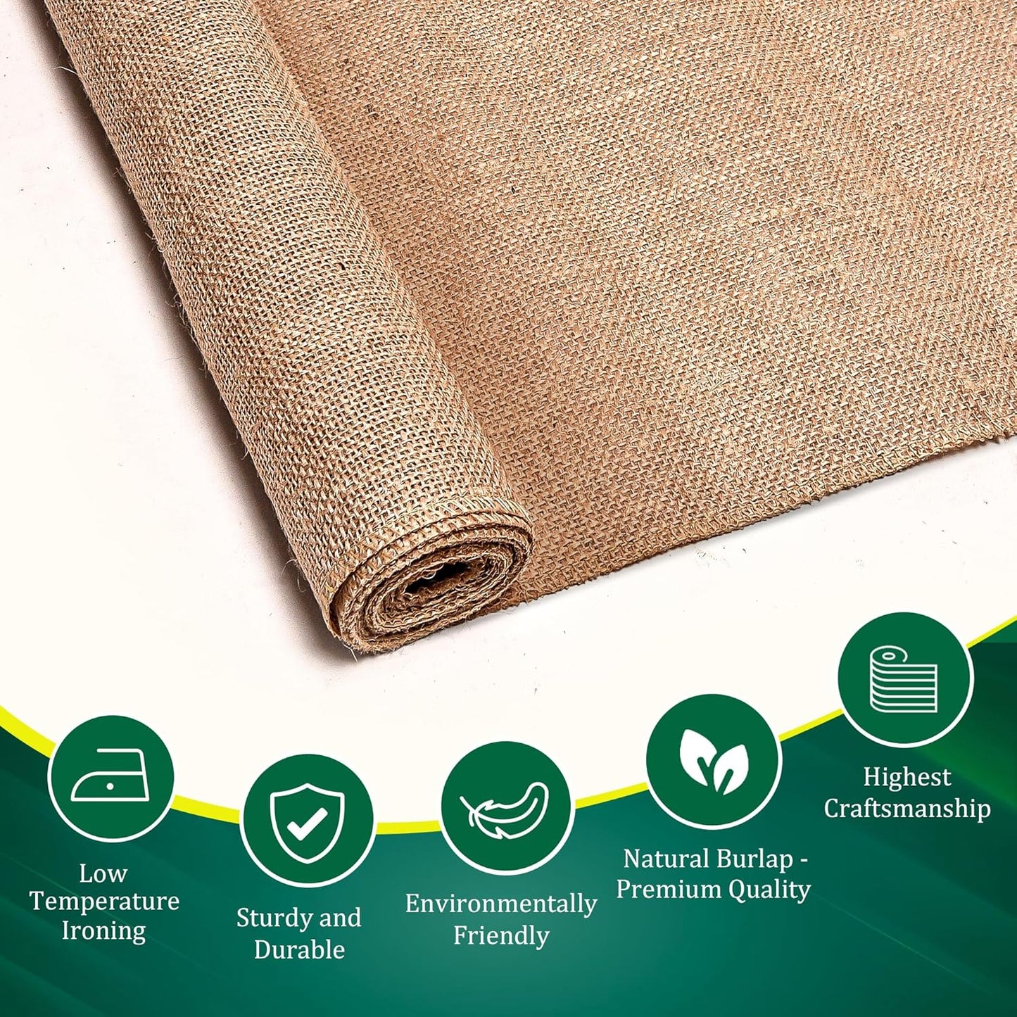 Burlap Table Runners (Pack of 3) – 14”x 108” - No-Fray Finished Edge Premium Quality Natural Table Runner – No Odor, Eco-Friendly Burlap Runner, Perfect for Rustic Table Decor and Other DIY Crafts
