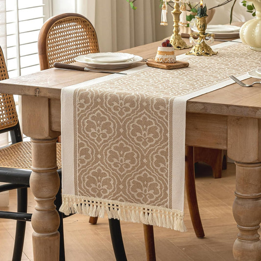 Table Runners 138 Inches,Waterproof Boho Table Runner with Tassel Fringe,Table Runner for Party Coffee Table