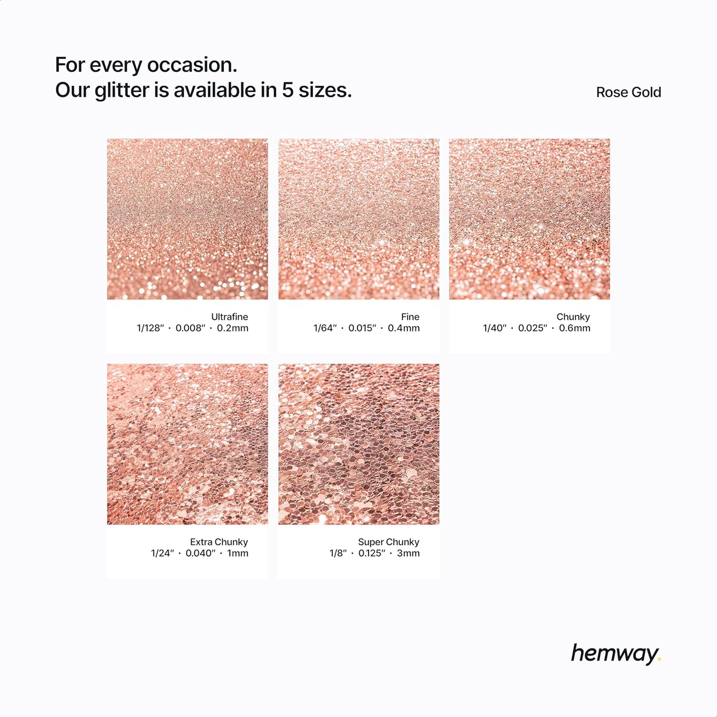 Hemway Eco Friendly Biodegradable Glitter 100g / 3.5oz Bio Cosmetic Safe Sparkle Vegan for Face, Eyeshadow, Body, Hair, Nail and Festival Makeup, Craft - Chunky (1/40" 0.025" 0.6mm) - Rose Gold