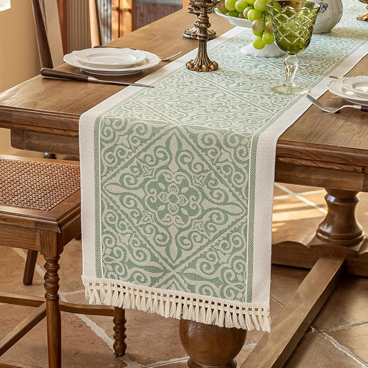 Table Runners 138 Inches,Waterproof Boho Table Runner with Tassel Fringe,Table Runner for Party Coffee Table