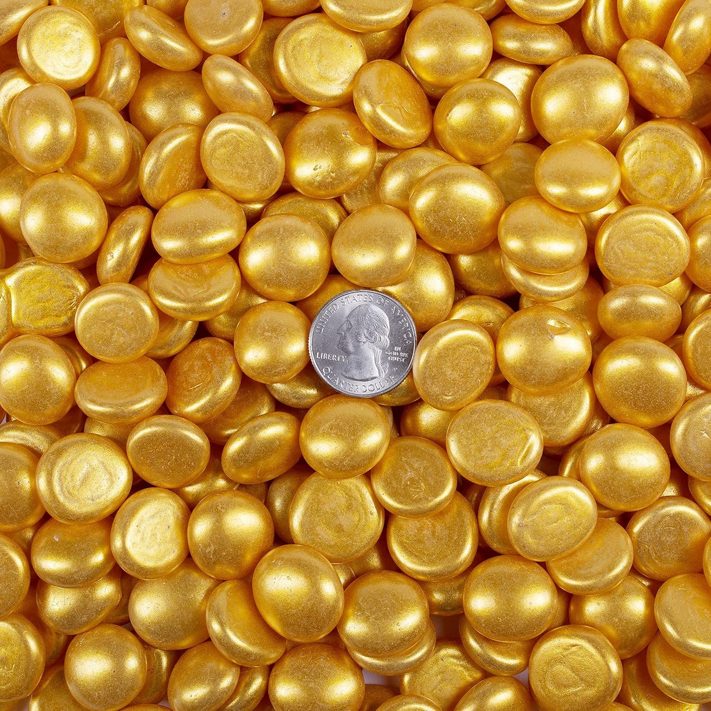 Galashield Flat Glass Marbles for Vases Gold Glass Gems Beads Pebbles Vase Filler (1 LB, Approx. 105 PCS)