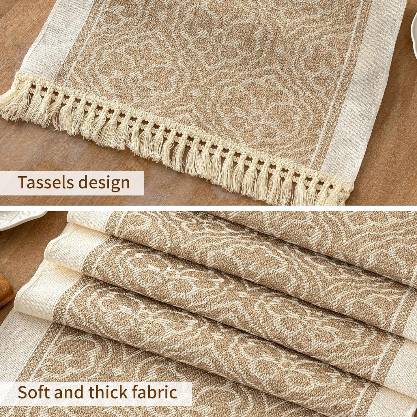 Table Runners 83 Inches,Waterproof Boho Table Runner with Tassel Fringe,Table Runner for Party Coffee Table