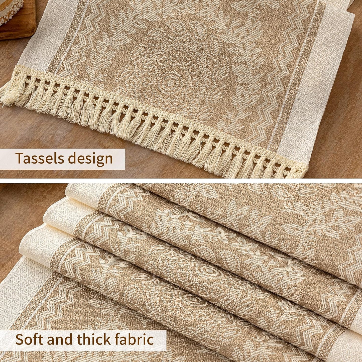 Table Runners 63 Inches,Waterproof Boho Table Runner with Tassel Fringe,Table Runner for Party Coffee Table