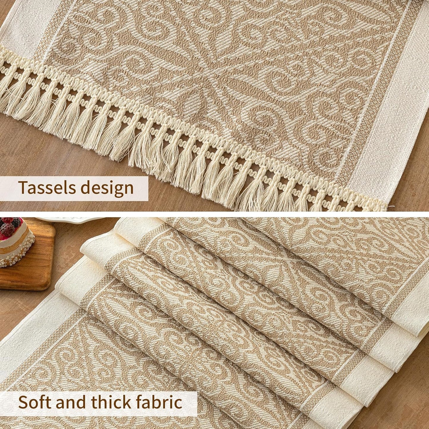 Table Runners 72 Inches Long Waterproof Boho Table Runner with Tassel Fringe,Table Runner for Party Coffee Table
