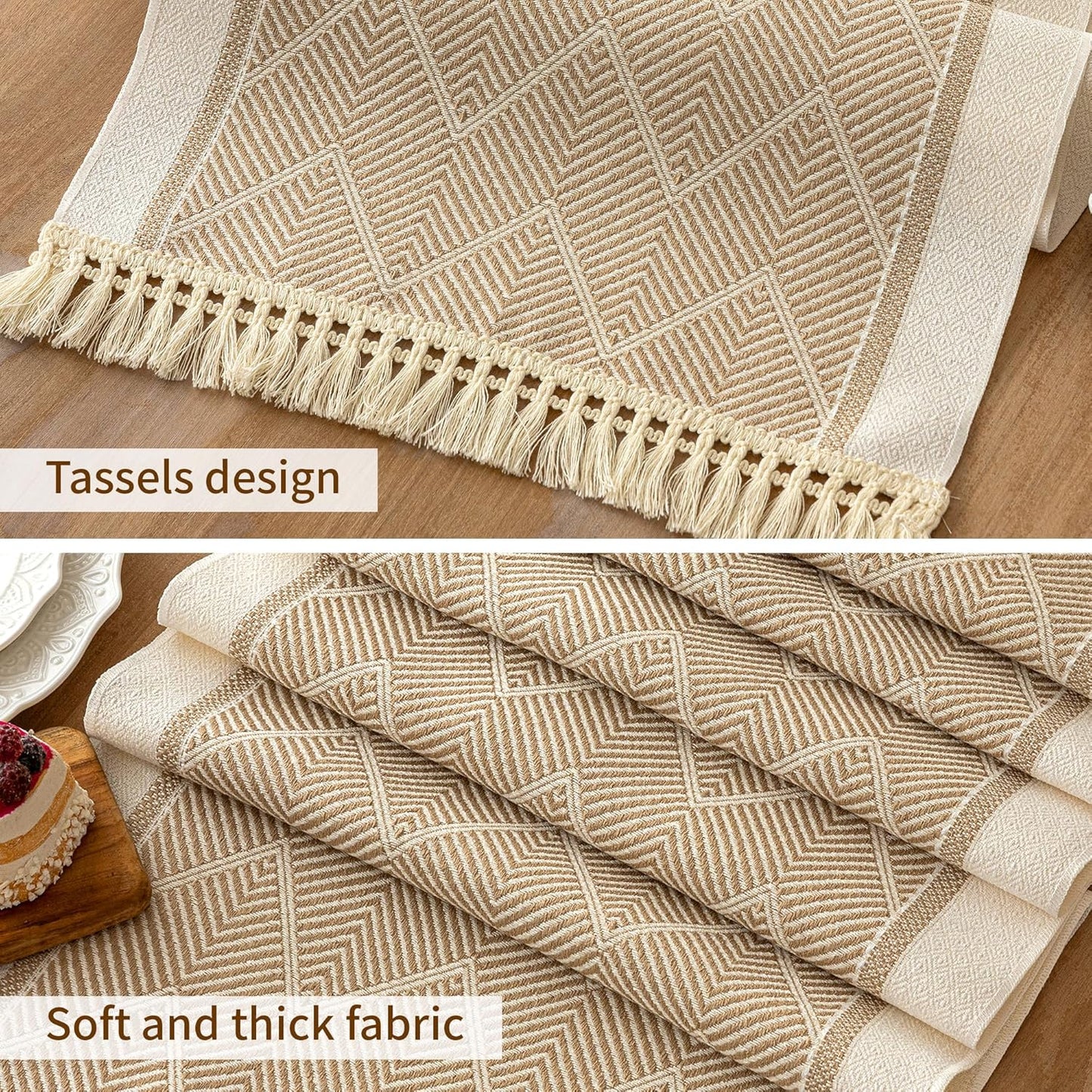 Table Runners 119 Inches,Waterproof Boho Table Runner with Tassel Fringe,Table Runner for Party Coffee Table